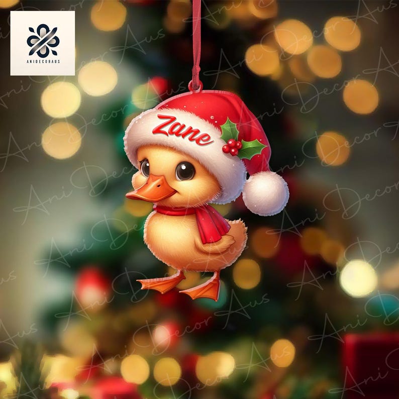 Personalized Duck Baby Christmas FLAT Ornament, Xmas Tree Decoration