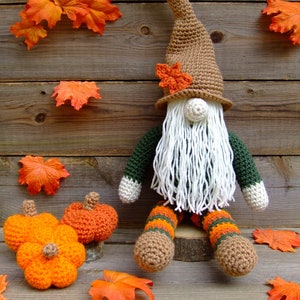 CROCHET PATTERN CV176 Homer The Fall Gnome and Pumpkins - crochet gnome pattern - crochet Fall - crochet pumpkins - PDF Downloadable Pattern