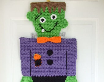 CROCHET PATTERN - CV136  Halloween Monster Door Hanging - PDF Download