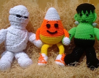 CROCHET PATTERN - CV065 Halloween Ghoulies - Monster - Mummy - Candy Corn - Toys - Amigurami - PDF Download