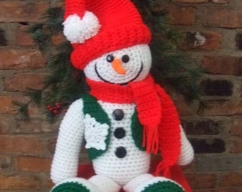 CROCHET PATTERN - CV009 Christmas Snowman - PDF Download