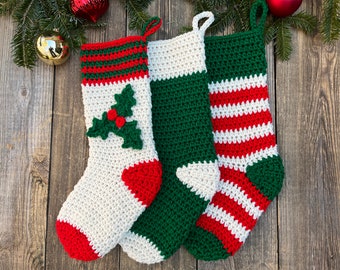 CROCHET PATTERN - CV181 - Christmas Stockings - Crochet Christmas Stocking Pattern - Christmas Decor - PDF Downloadable Pattern