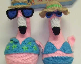 CROCHET PATTERN - Pink Flamingos - Amigurumi - CV036 Flora & Floyd- PDF Download