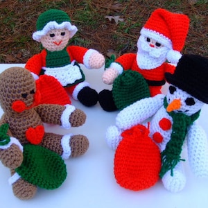 CROCHET PATTERN CV084 Christmas Toys Set One Santa Mrs Santa Gingerbread Man Snowman Amigurami PDF Download image 1