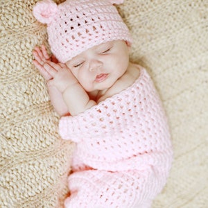 CROCHET PATTERN CV124 Baby Cocoon and Hat - Newborn - 0 to 3 months - 3 to 6 months - photography op - photo op - pdf crochet pattern