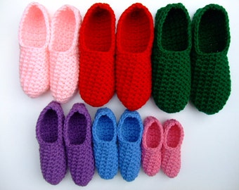 CROCHET PATTERN - CV119 Family Slippers crochet pattern - Childrens Slippers - Womens Slippers - Mens Slippers - PDF Download