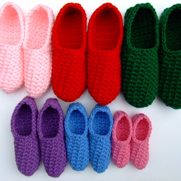 CROCHET PATTERN - CV119 Family Slippers crochet pattern - Childrens Slippers - Womens Slippers - Mens Slippers - PDF Download