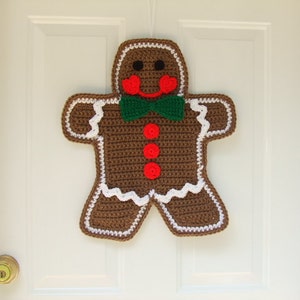 CROCHET PATTERN - CV117 Christmas Gingerbread Man Door Hanging - PDF Download
