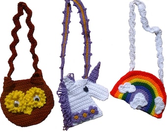 CROCHET PATTERN - CV010 Abracadabra Purses - Owl Purse - Unicorn Purse - Rainbow Purse - PDF Download