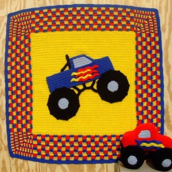 CROCHET PATTERN - CV062 Monster Truck Afghan and Toy -  PDF Download