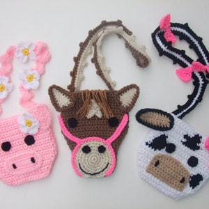 CROCHET PATTERN - CV159 Barnyard Purses - Cow Purse - Horse Purse - Pig Purse - PDF crochet pattern