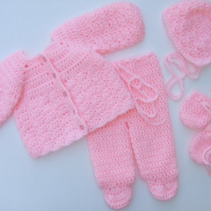 CROCHET PATTERN - CV142 Baby Girl Sweater, Pants, Bonnet Set - PDF Instant Download