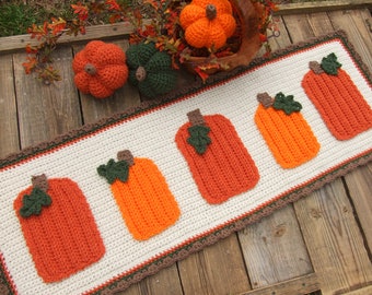 CROCHET PATTERN CV175 Farmhouse Pumpkin Table Runner and Pumpkins - Farmhouse Table Runner and Pumpkins - PDF Digital Download