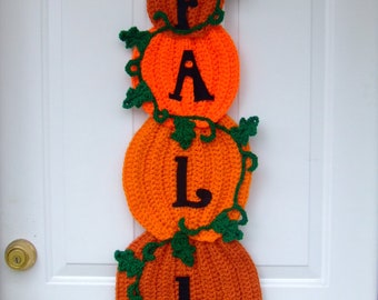 CROCHET PATTERN - CV109 Crochet Stacked Pumpkins Door Hanging - PDF Download