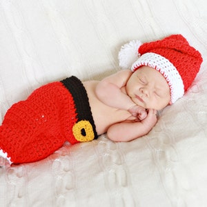CROCHET PATTERN CV129 Santa Baby - crochet pattern for baby Santa outfit - Santa pants - Santa hat - PDF crochet pattern