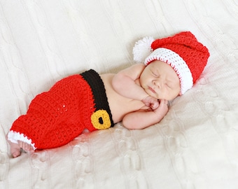 CROCHET PATTERN CV129 Santa Baby - crochet pattern for baby Santa outfit - Santa pants - Santa hat - PDF crochet pattern