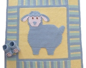 CROCHET PATTERN - CV031 Lullaby Lamb Baby Blanket - Baby Boy - Baby Girl - PDF Download