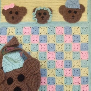 CROCHET PATTERN - CV021 Hibernatin' In Style Bear Baby Blanket - Diaper Cover - PDF Download