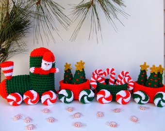 CROCHET PATTERN CV166 The Peppermint Express Christmas Train - PDF crochet pattern