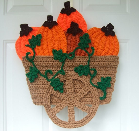 CROCHET PATTERN - CV040 Pumpkin Wagon Door Hanging - PDF Download