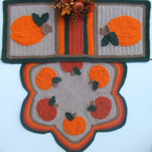 CROCHET PATTERN CV144 Pumpkin Tablerunner Pumpkin Etsy