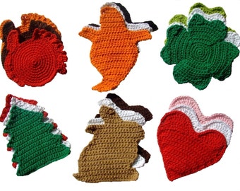 CROCHET PATTERN - CV049 Seasonal Cotton Dishcloths - PDF Download