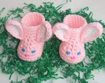 CROCHET PATTERN - CV092 Easter Bunny Baby Slippers - 4 Sizes Preemie-12 Months - PDF Download