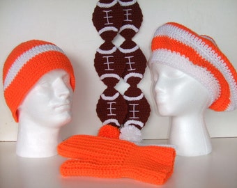 CROCHET PATTERN - CV083 Football Season - Hats - Scarf - Mittens - Men - Women - Teens - PDF Download