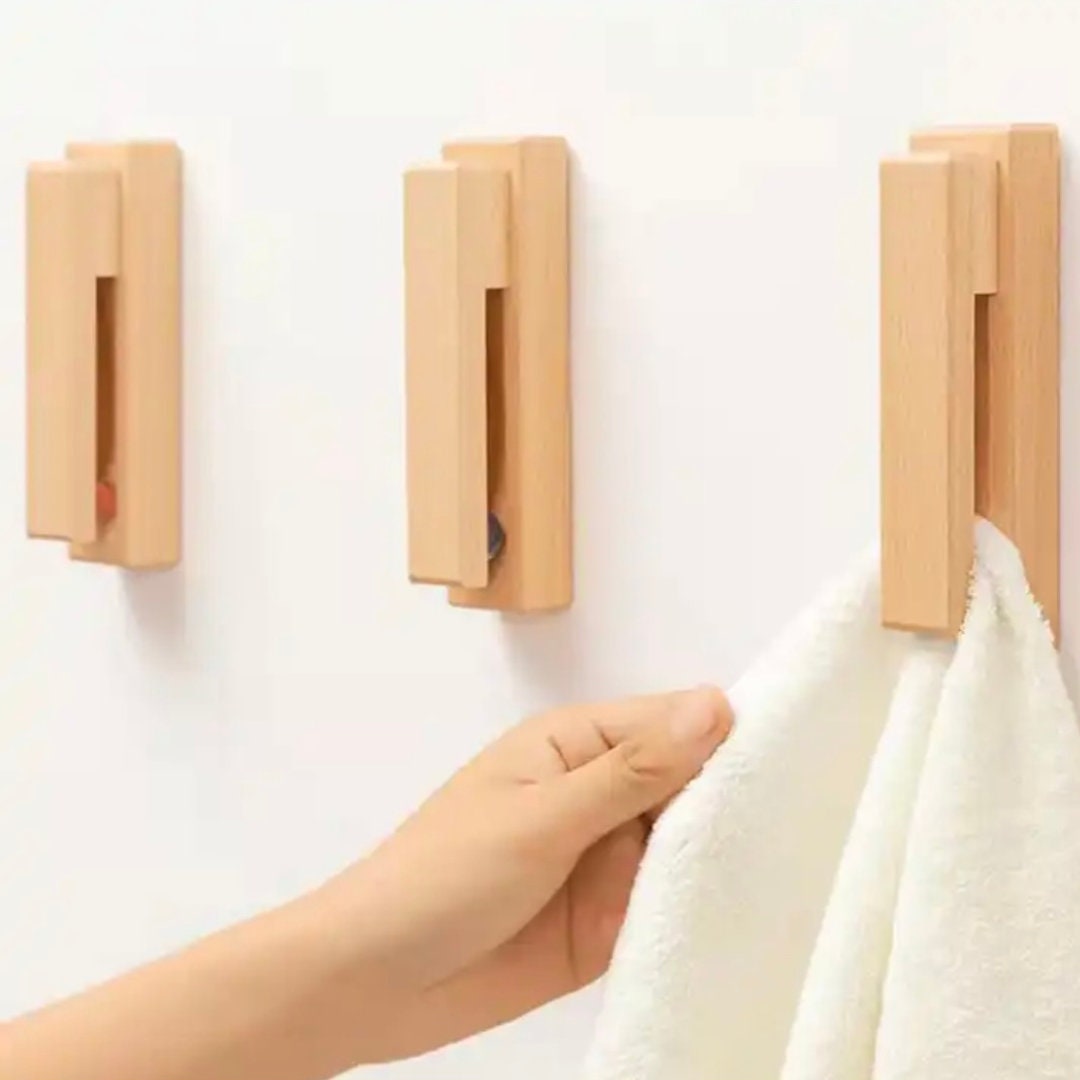 3 Pack Scandinavian Wooden Towel Hooks, Bathroom, Kitchen, Home ...