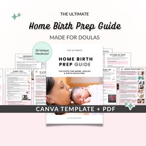 Guide de préparation à l'accouchement à domicile, kit de préparation à l'accouchement à domicile, documents d'éducation prénatale, documents prénatals doula à la naissance + 30 cartes d'affirmation de naissance