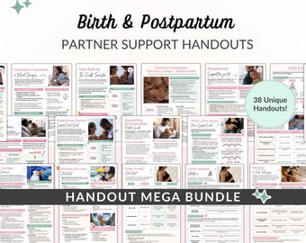 Birth & Postpartum Partner Support Handouts, Doula Templates for Prenatal Classes, Antenatal Birth Education - Canva + Printable PDF Files