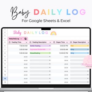 Registro giornaliero del bambino di Google Sheets, Tracker modificabile per la cura del neonato, Rapporto stampabile della tata, Foglio di calcolo per l'asilo nido, Modello di registro della routine del bambino