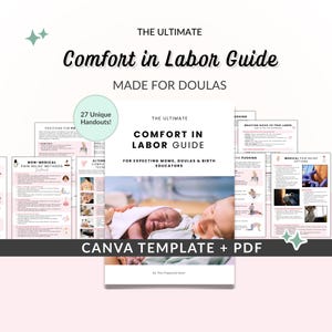 Guía de comodidad durante el parto, Manual de medidas de comodidad durante el parto, Material de doula editable, Material didáctico para clases prenatales, Curso de educación prenatal