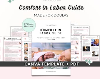 Comfort in Labor Guide, Birth Comfort Measures Manual, Editable Doula Handouts, Antenatal Class Teaching Material, Prenatal Education Course