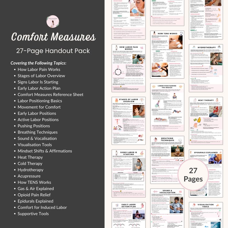 Laboe Workbook Comfort in Labor Bundle, Evidence-based Birth Doula Handouts for ...