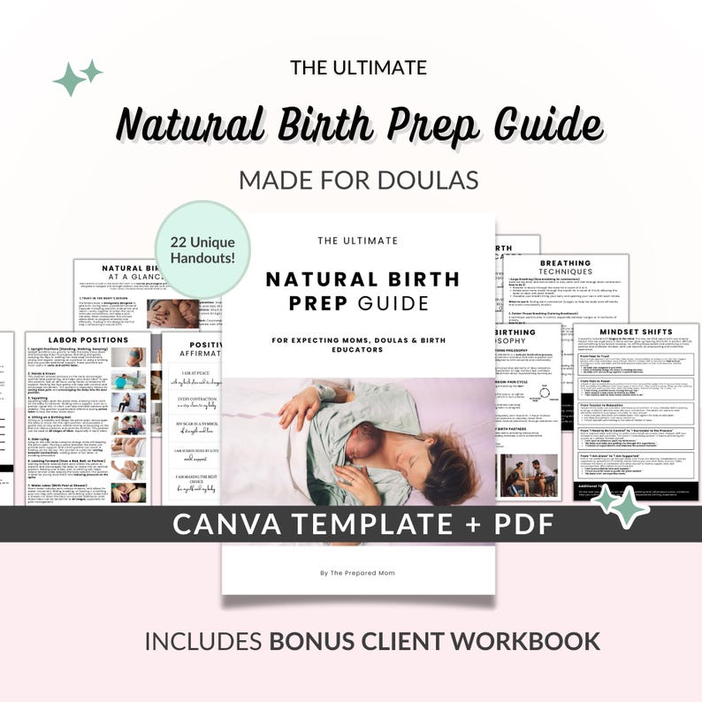 Laboe Workbook Natural Birth Preparation Guide & Workbook, Doula Handouts for Prenatal ...
