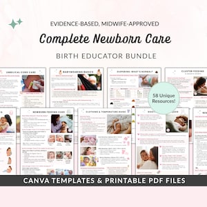 Newborn Care Teaching Toolkit, Evidence-Based Doula Handouts for Baby Education, Prenatal Sessions, Antenatal Classes (Canva Template + PDF)