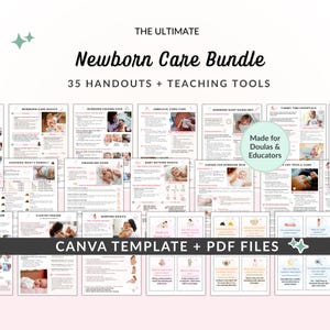Newborn Care Teaching Toolkit, Evidence-Based Doula Handouts for Baby Education, Prenatal Sessions, Antenatal Classes (Canva Template + PDF)