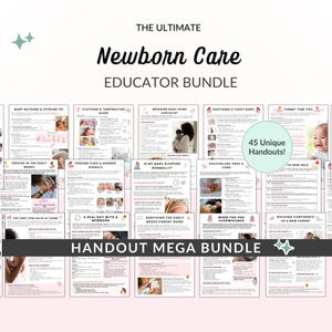 Paquete de cuidados para recién nacidos, folletos de doula de parto basados en evidencia para educación prenatal, clases prenatales y preparación posparto (plantillas de Canva + PDF)