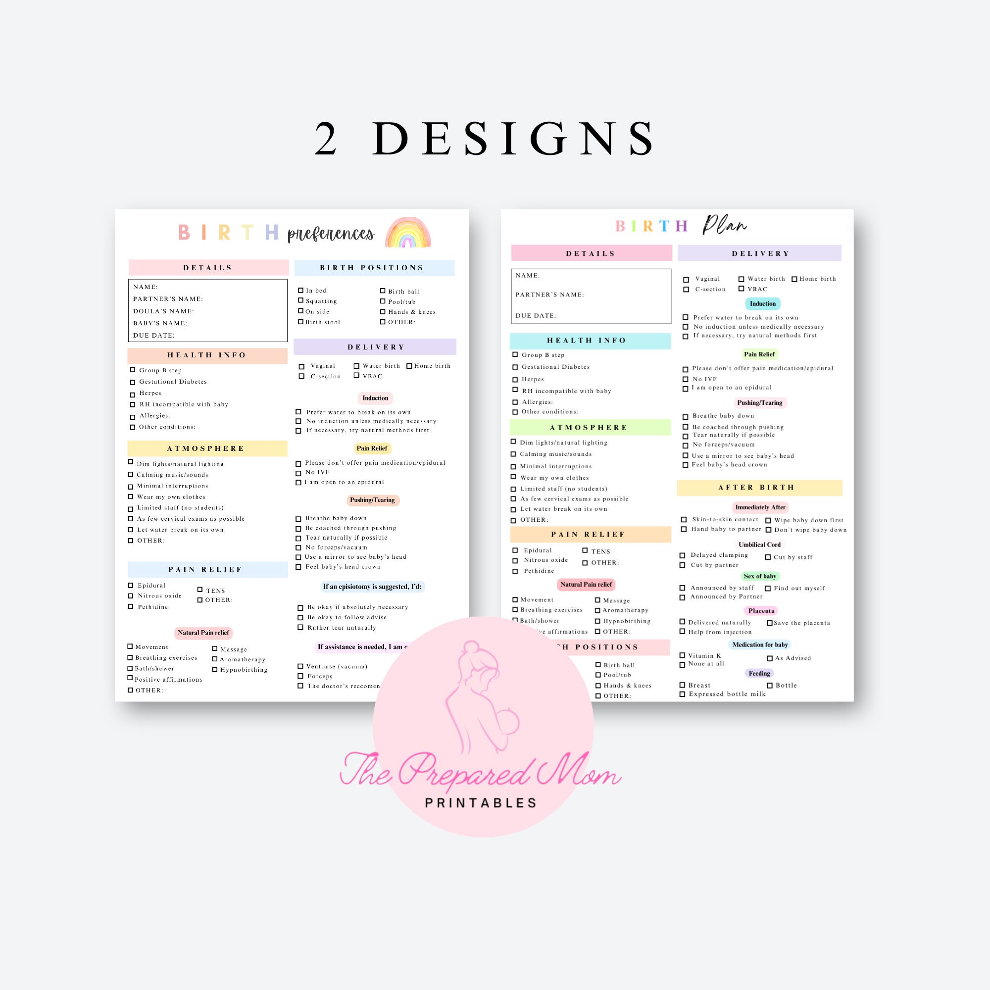 Editable Birth Plan Template Printable Doula Client Resource labor and ...