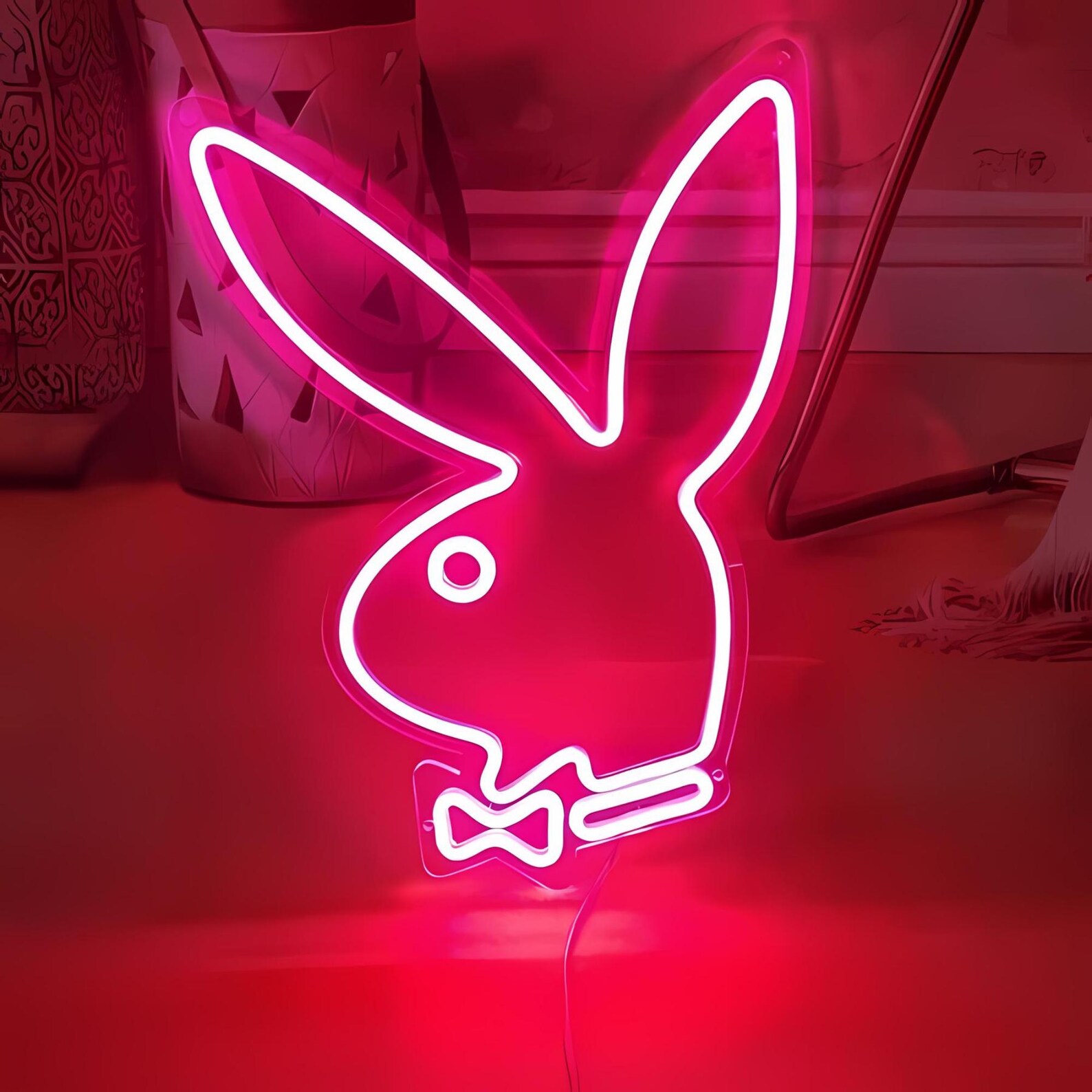 LED Playboy Bunny Neon Sign, Custom Neon Signage, Playboy Bunny Room