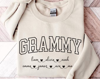 Personalized Grammy Sweatshirt with Grandkids Names, Mothers Day Gift, Birthday Gift Grammy Sweater, Personalized Grandparent Gift