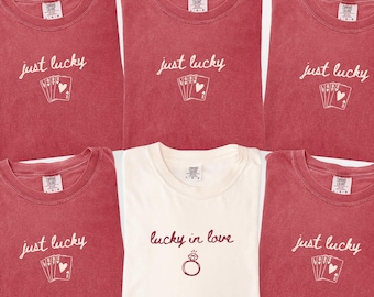 Lucky In Love Bachelorette Comfort Colors Shirt, Custom Las Vegas Casino Bridal Party Tee