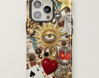 Mosaic Collage Phone Case, Evil Eye Sun Mosaic Charm, Mosaic Tiles, Mosaic Sun, Vintage Mosaic iPhone 16 15 14 13 12, Pixel 8 7, s24 s23 s22
