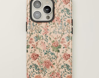 Vintage Flower Floral Phone Case, Retro Flower Pattern, iPhone 17 16 15 14 13 12 Pro Max Plus Pixel 9 8 7 Samsung Galaxy S25 S24 S23 S22 S21