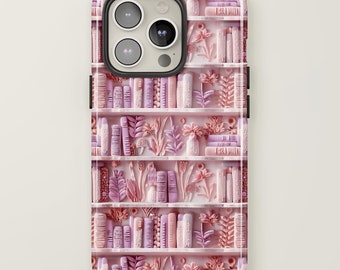 Book Floral Bookish Phone Case, Faux Embroidery, Bookshelf Case, Coquette Floral, Bookish iPhone 16 15 14 13 12, Pixel 8 7, S24 S23 S22 S21
