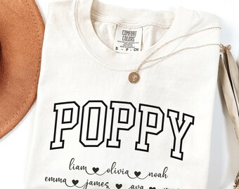 Poppy Shirt With Kids Names, Custom Poppy Shirt, Gift For Grandpa, Personalized Grandpa Shirt, Shirt For Dad, Birthday Gift Father Day Shirt