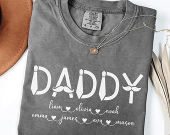 Custom Daddy Shirt With Kids Names, New Dad T-shirt, Gift For Daddy, Daddy To Be Gift, Dad And Daddy Shirt, Shirt For Daddy, Gift For Dad