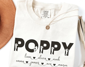 Poppy Shirt With Kids Names, Custom Poppy Shirt, Gift For Grandpa, Personalized Grandpa Shirt, Shirt For Dad, Birthday Gift Father Day Shirt