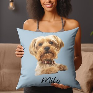 Custom Pet Pillow, Personalized Pet Portrait Pillow, Dog Accent Pillow, Pet Memorial Gift, Gift for Dog Lover, Pet Owner Gift, Dog Mom Gift